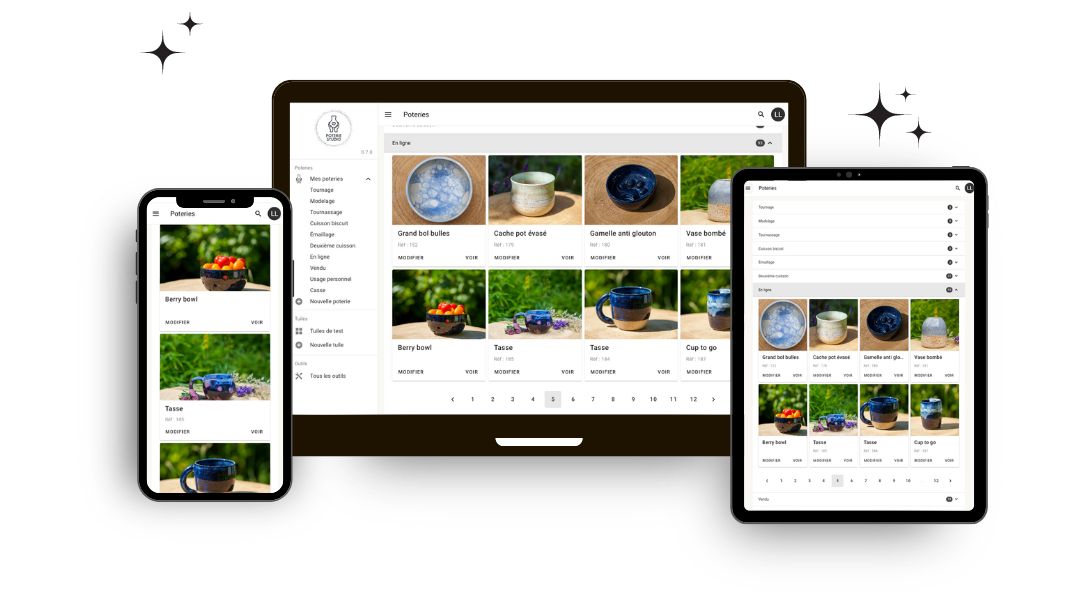 Application de poterie, sur iPhone,  Android, Mac, Windows et Linux